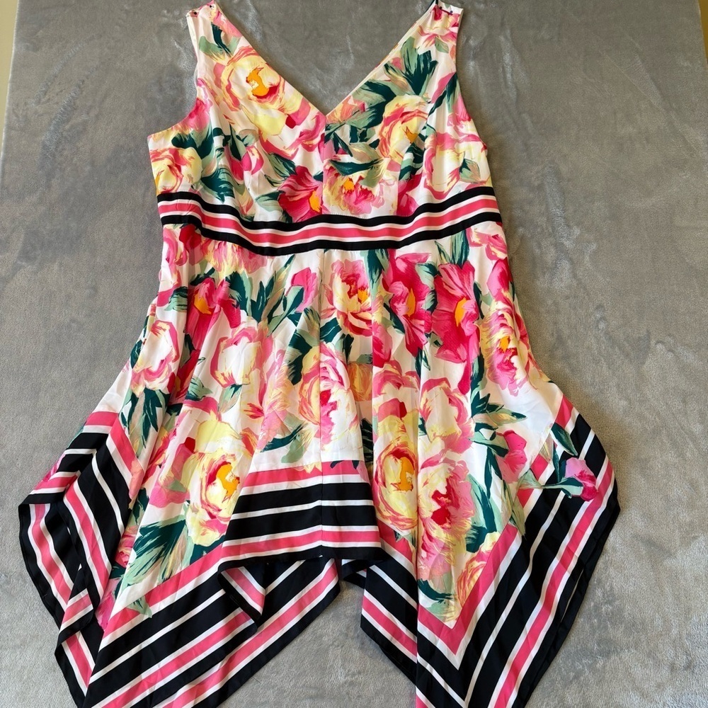 NWT I.N.C Floral Sleeveless Vacation Coastal Cruise Striped Dress Sz 24W